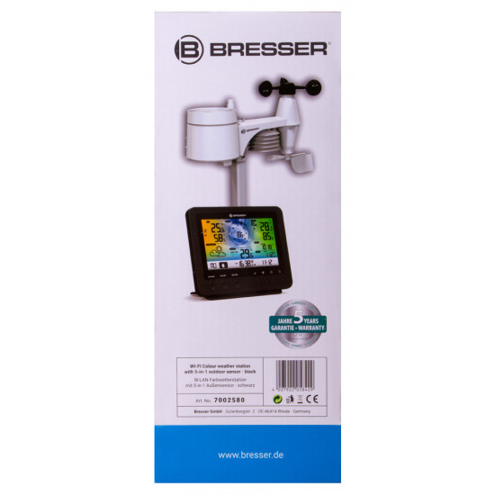 Bresser 5-в-1 метеорологична станция с цветен дисплей,  черна