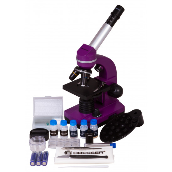 Микроскоп Bresser Junior Biolux SEL 40–1600x, лилав