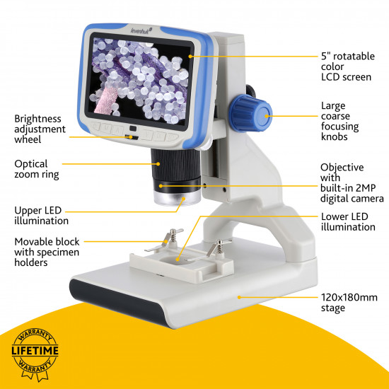 Цифров микроскоп Levenhuk Rainbow DM500 LCD