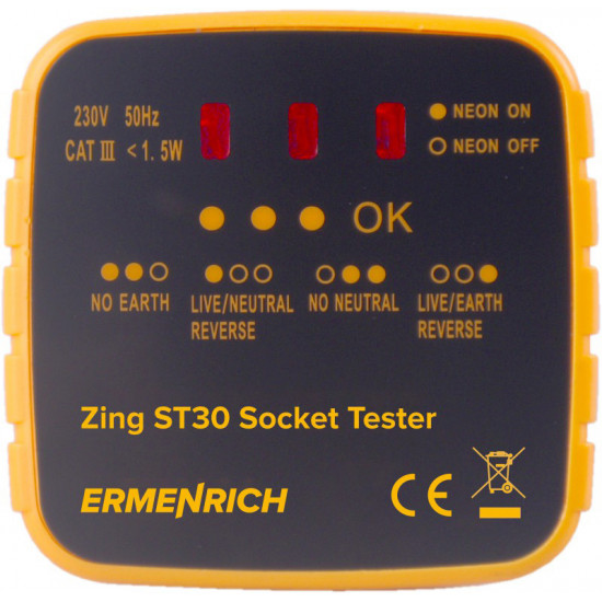 Тестер за захранващи контакти Ermenrich Zing ST30