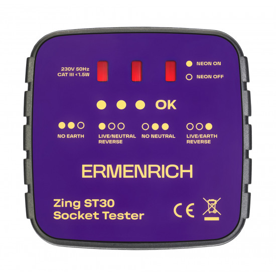 Тестер за захранващи контакти Ermenrich Zing ST30