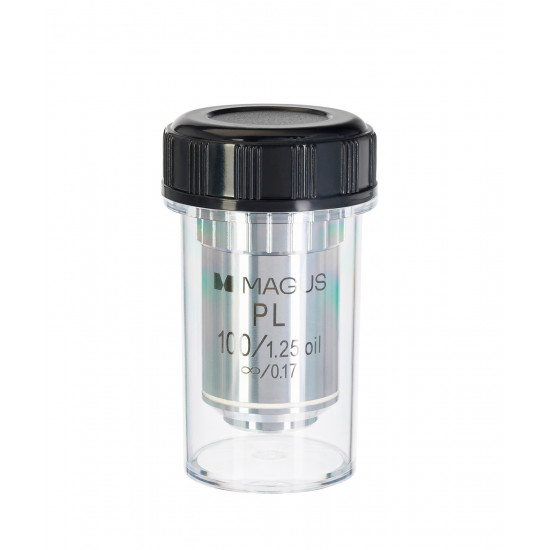 Планахроматичен обектив с корекция до безкрайност MAGUS MP100 OIL 100x/1,25 ∞/0,17 Планахроматичен обектив с корекция до безкрайност MAGUS MP100 OIL 100x/1,25 ∞/0,17
